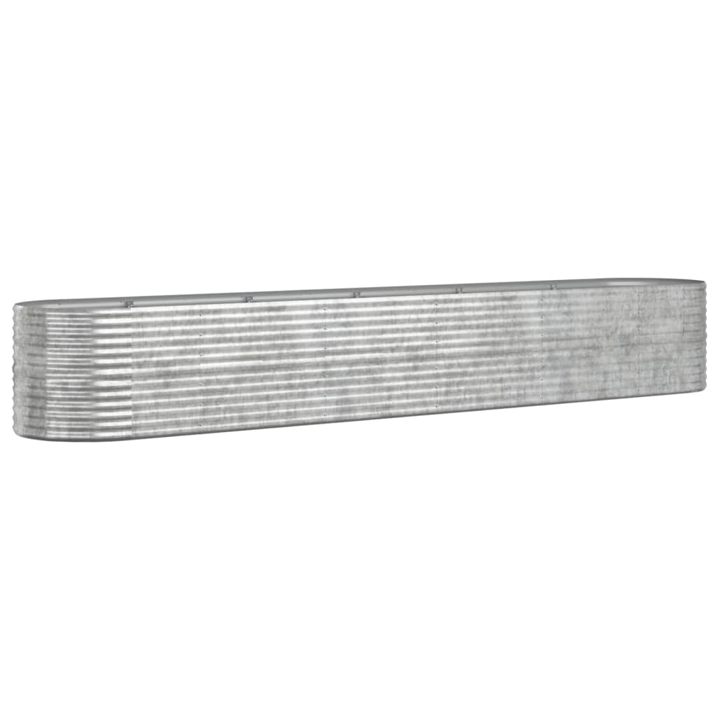 vidaXL ezüstszínű porszórt acél kerti ültetőláda 440x80x68 cm