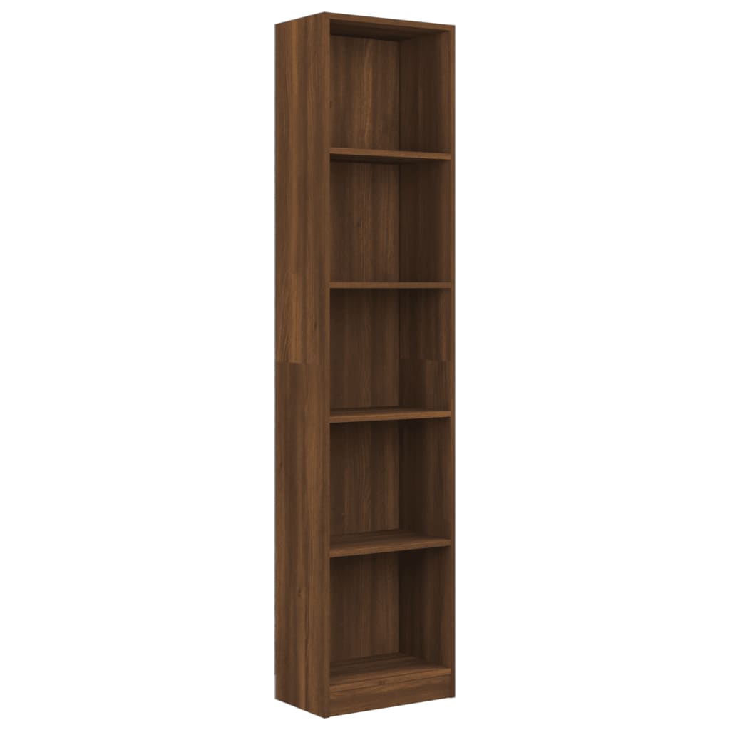 vidaXL 5 szintes barna tölgyszínű fa könyvszekrény 40 x 24 x 175 cm