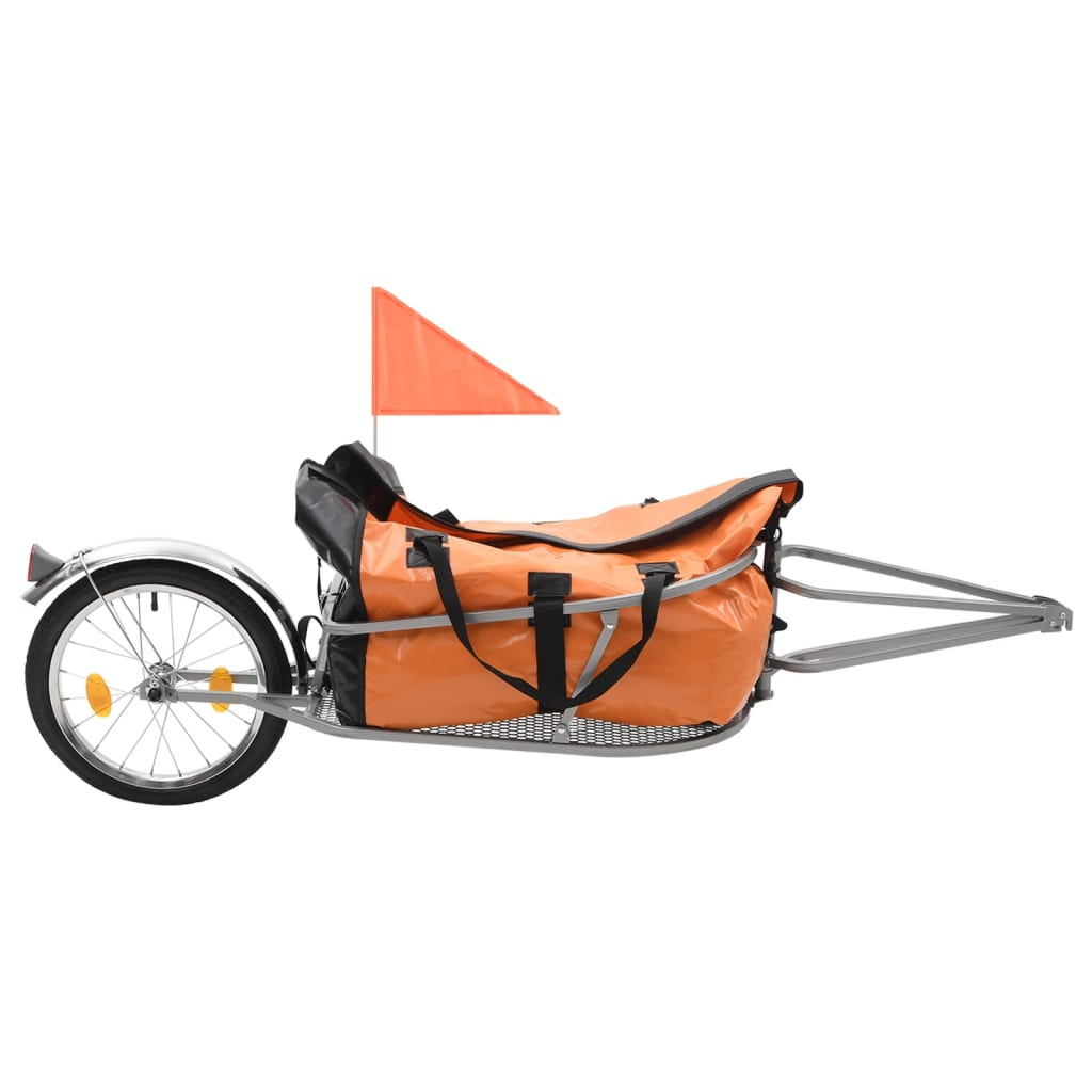 vidaXL kerékpár-utánfutó narancssárga/fekete táskával