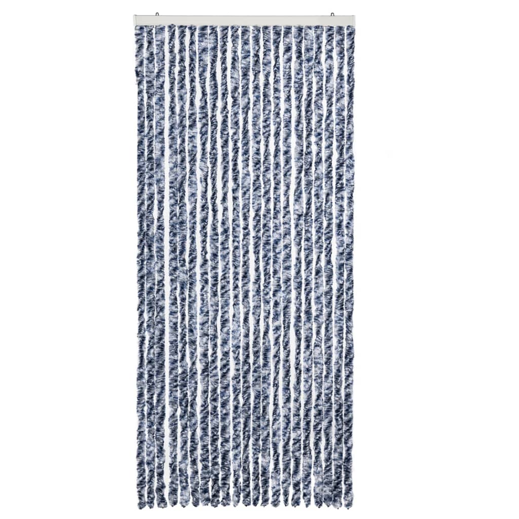 vidaXL kék, fehér és ezüstszínű zsenília rovarfüggöny 90 x 220 cm