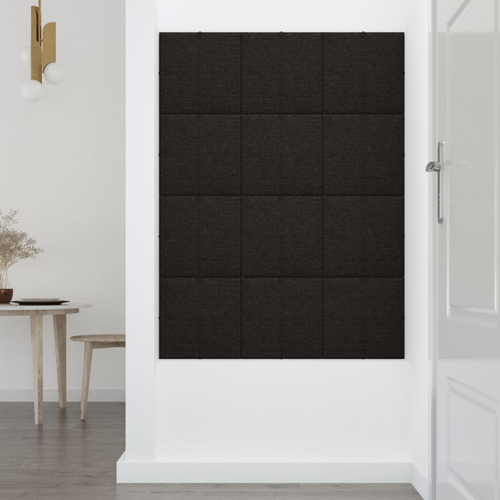 vidaXL 12 db fekete szövet fali panel 30 x 30 cm 1,08 m²