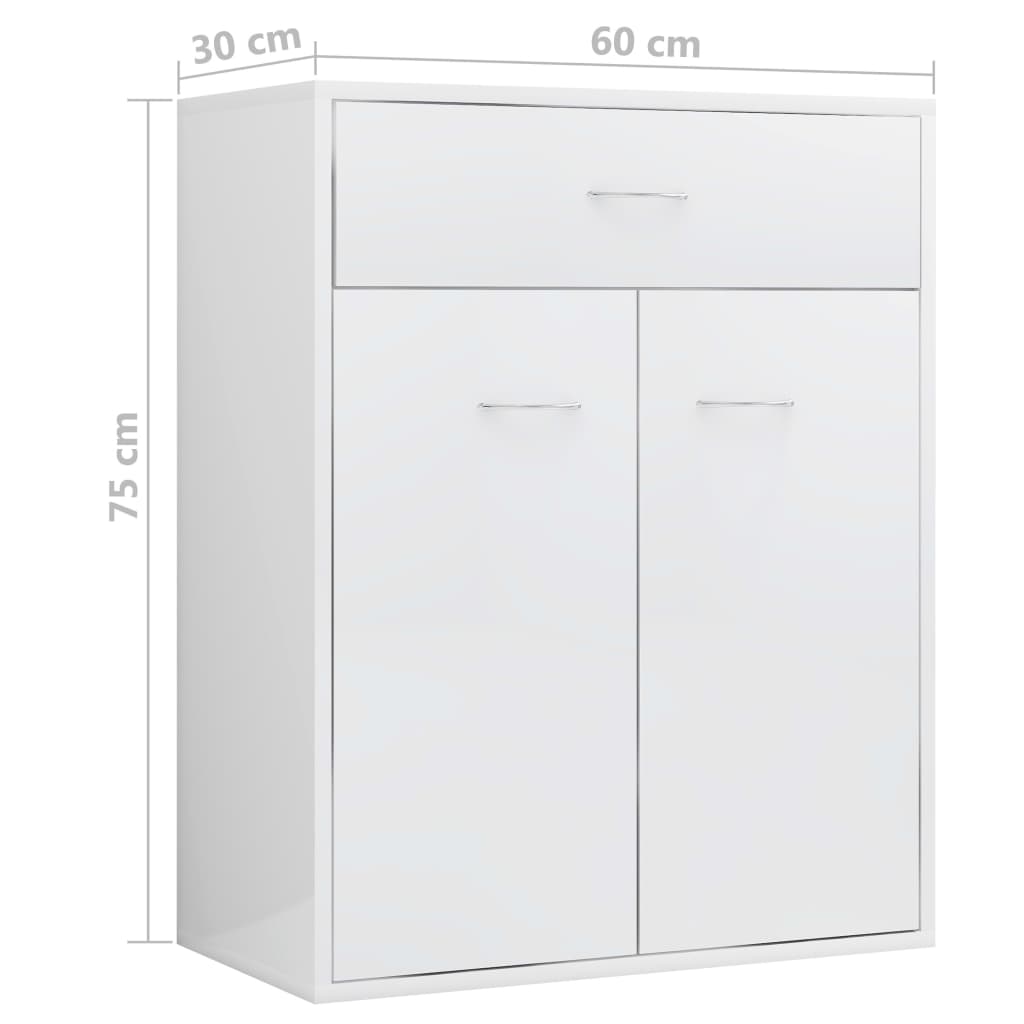vidaXL magasfényű fehér forgácslap tálalószekrény 60 x 30 x 75 cm