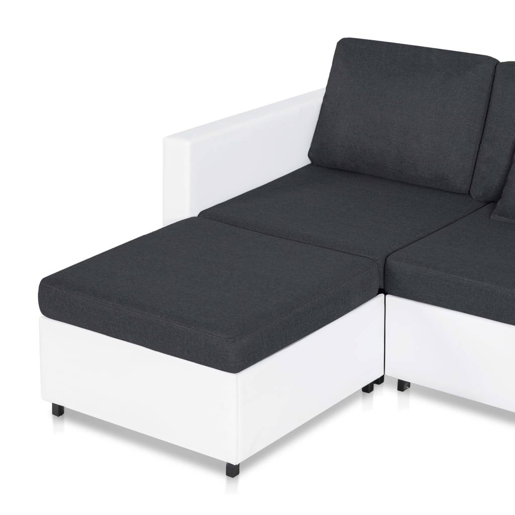 vidaXL fehér műbőr négyszemélyes kihúzható kanapéágy