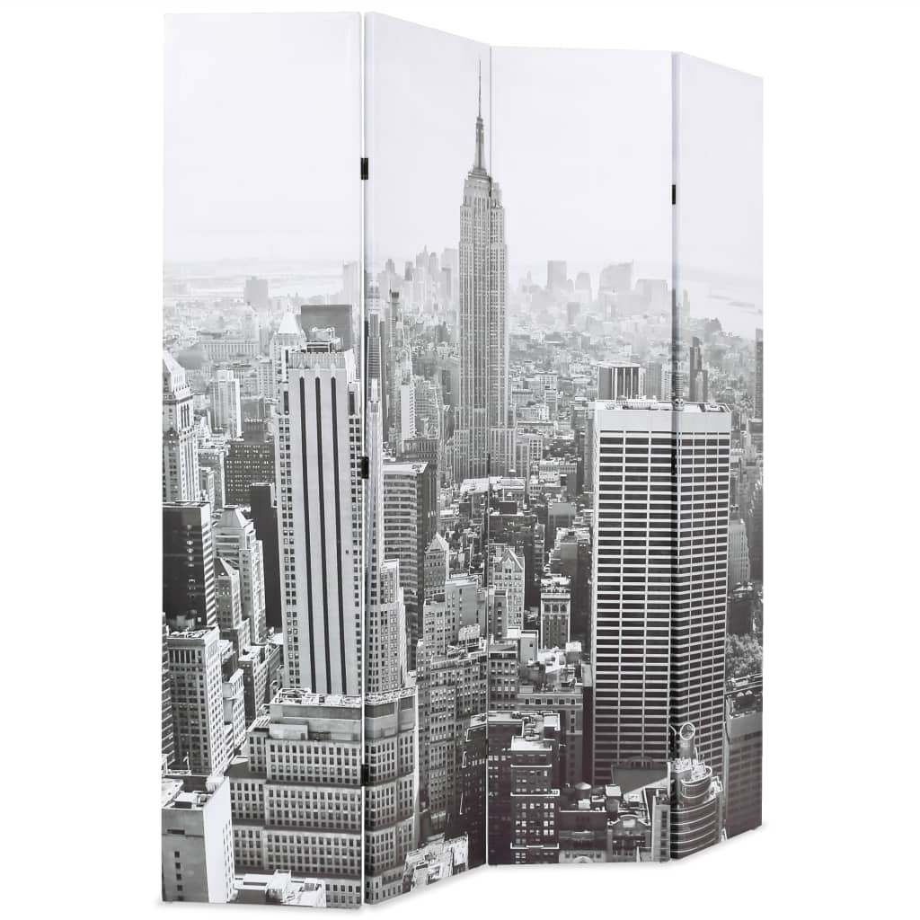 vidaXL fekete-fehér New York mintás paraván 160 x 170 cm