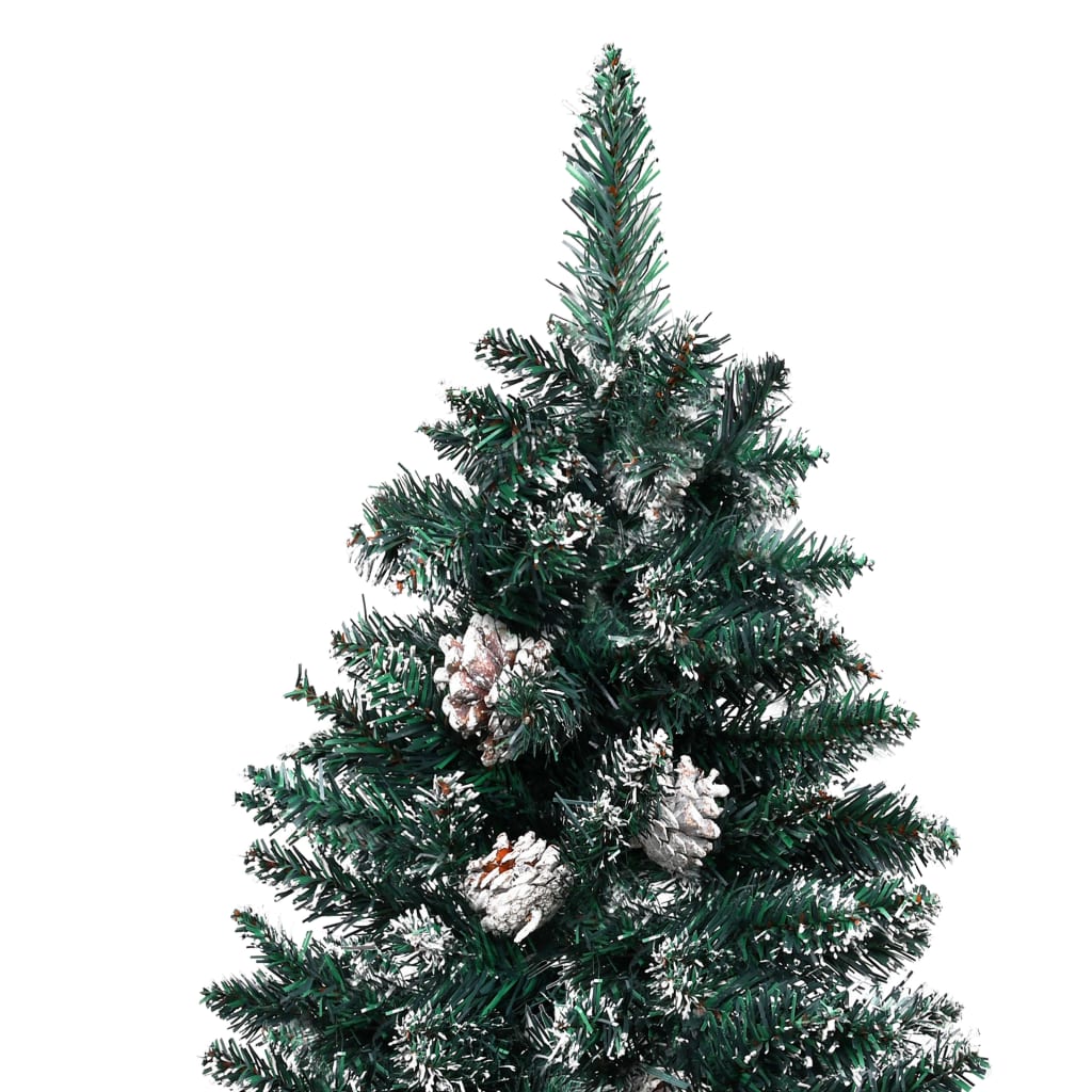 vidaXL zöld megvilágított vékony valódi fás/havas karácsonyfa 180 cm