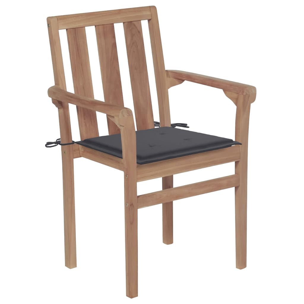 vidaXL 2 db tömör tíkfa kerti szék antracitszürke párnákkal