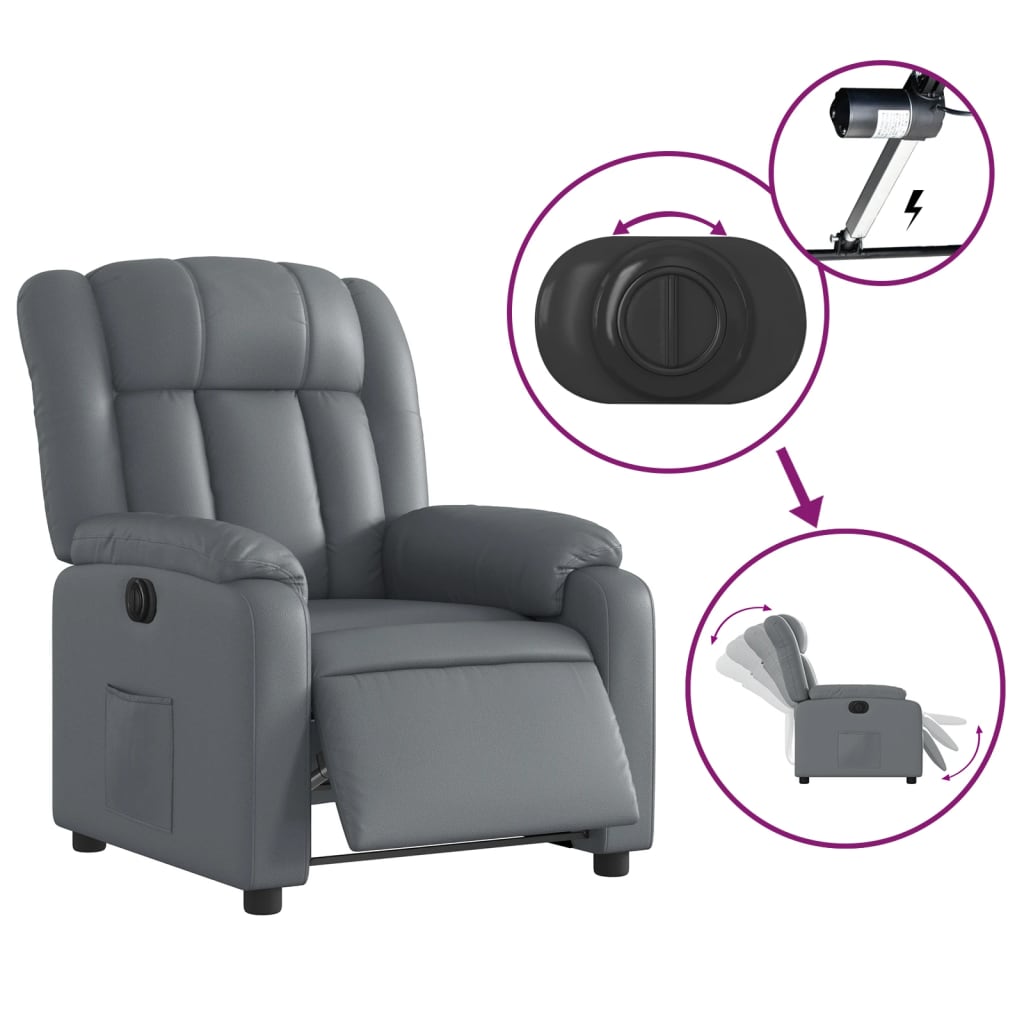 vidaXL szürke műbőr elektromos dönthető fotel