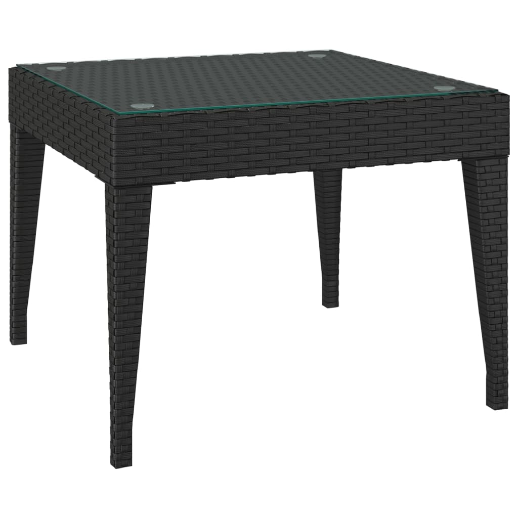 vidaXL fekete polyrattan és edzett üveg kisasztal 50 x 50 x 38 cm