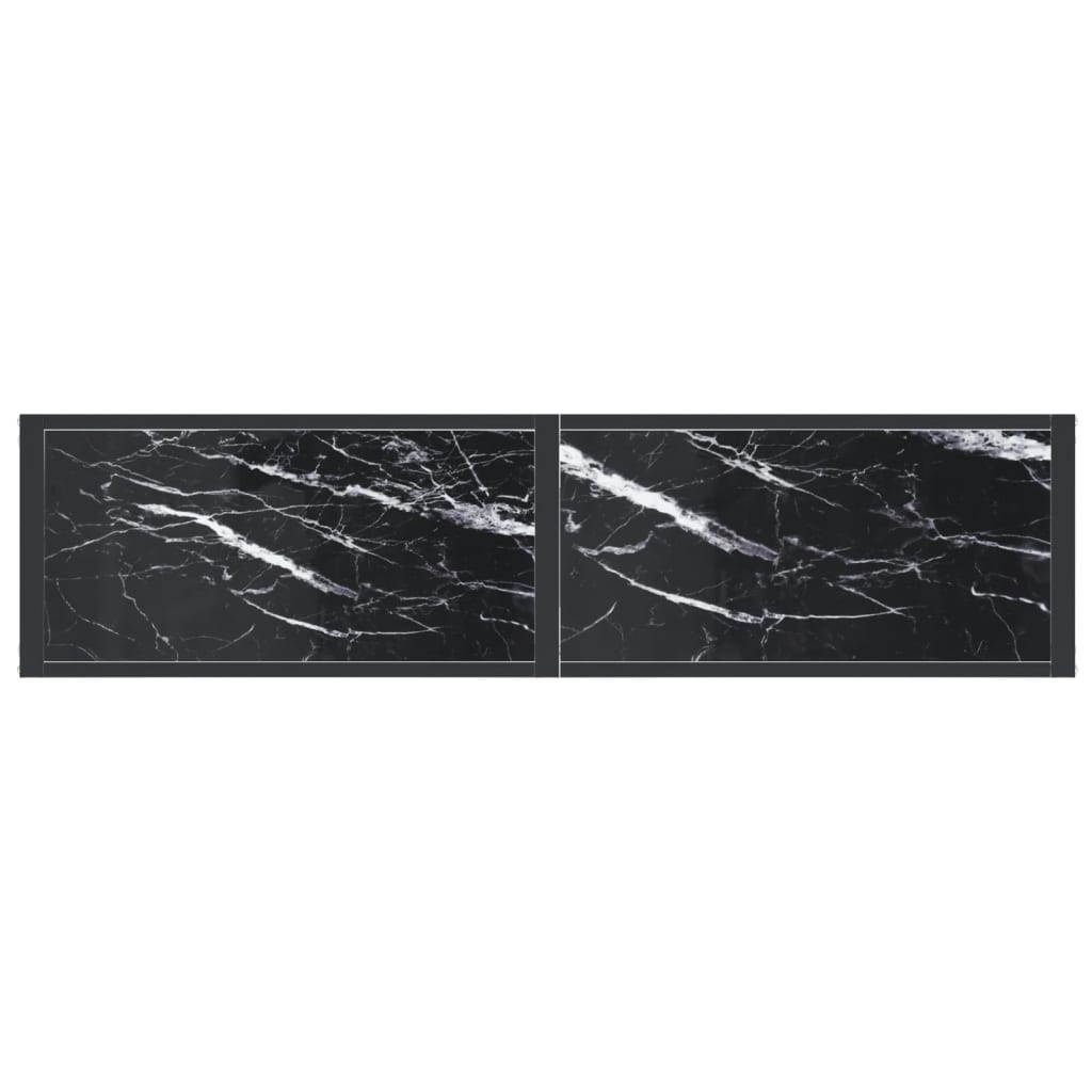 vidaXL fekete márványszínű edzett üveg tálalóasztal 140 x 35 x 75,5 cm