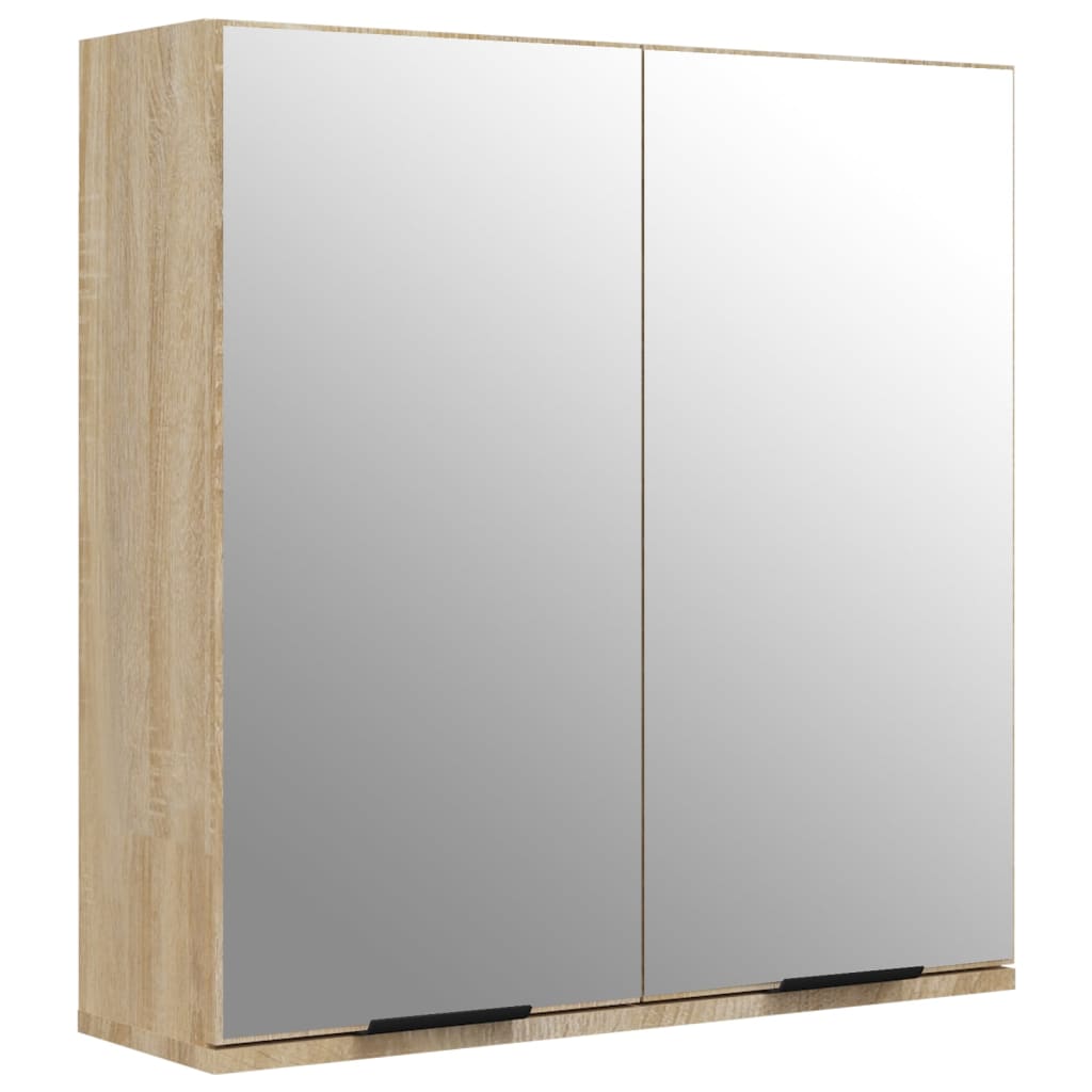vidaXL sonoma-tölgyszínű tükrös fürdőszobaszekrény 64 x 20 x 67 cm