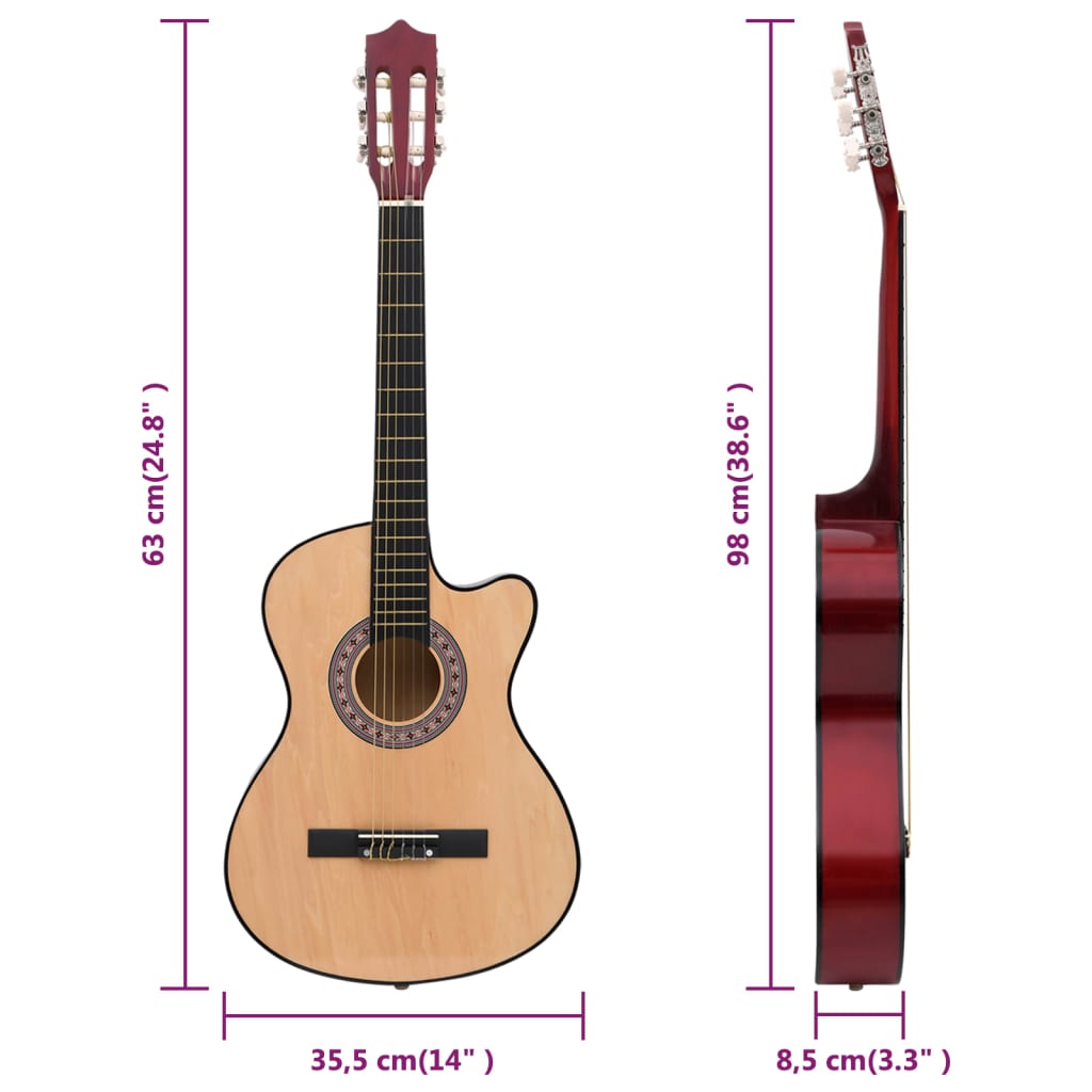 vidaXL 12 részes 6 húros akusztikus western cutaway gitár szett 38"