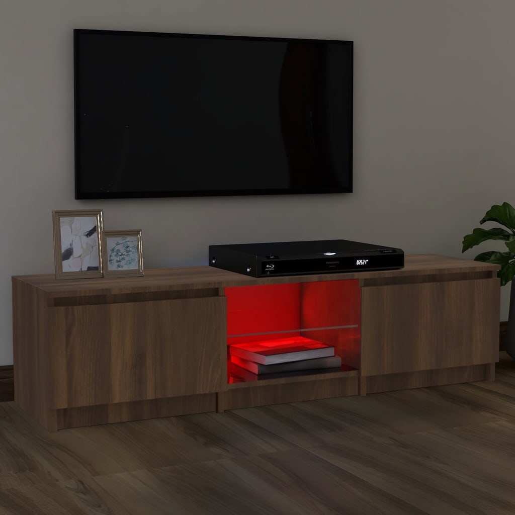 vidaXL barna tölgyszínű TV-szekrény LED-ekkel 140 x 40 x 35,5 cm