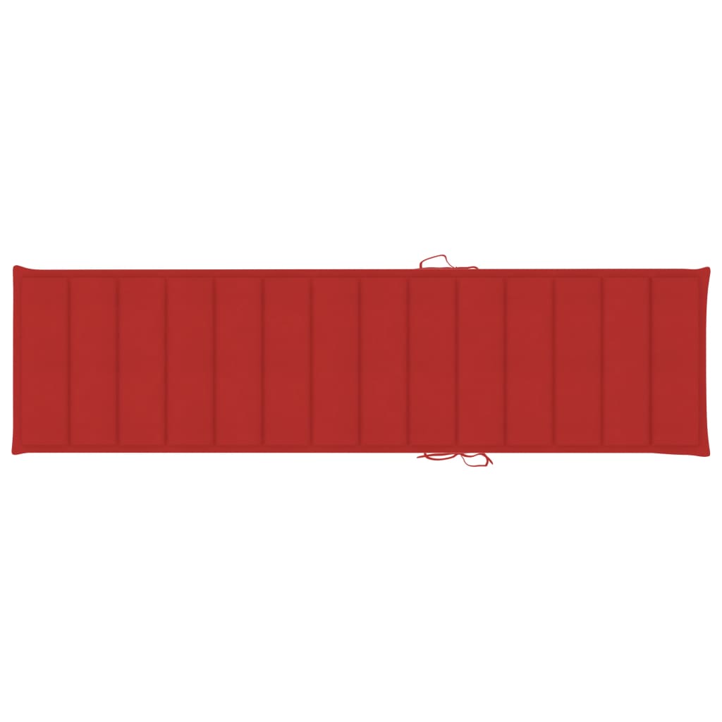 vidaXL tömör tíkfa napozóágy piros párnával