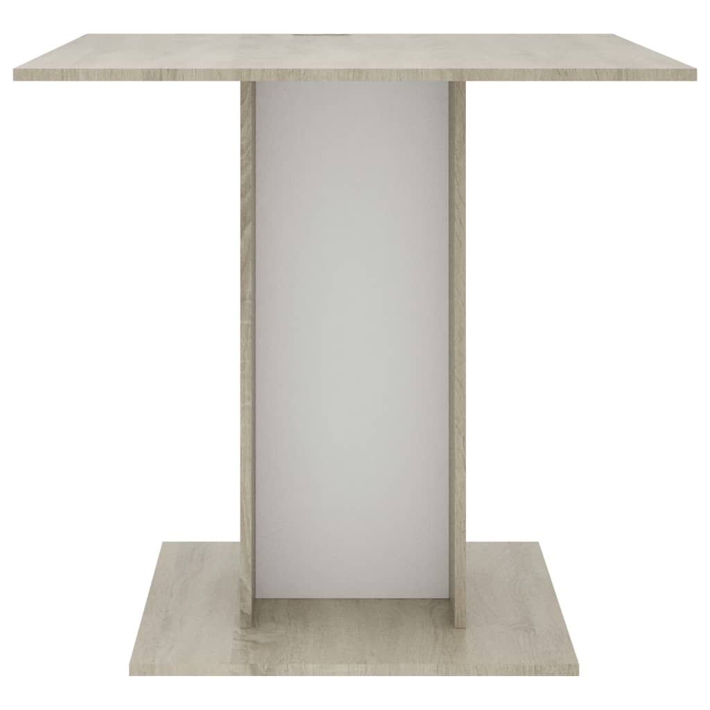 vidaXL fehér-Sonoma színű szerelt fa étkezőasztal 80x80x75 cm
