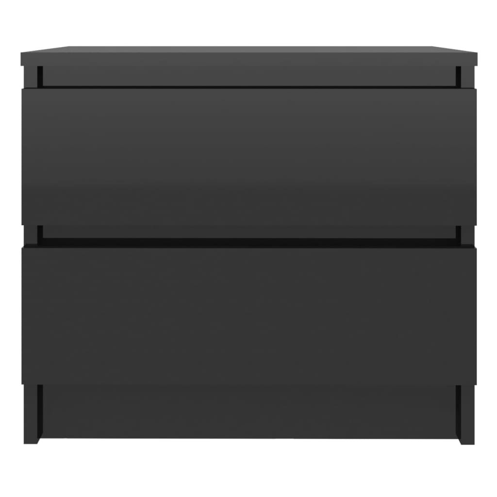 vidaXL 2 db magasfényű fekete forgácslap éjjeliszekrény 50x39x43,5 cm