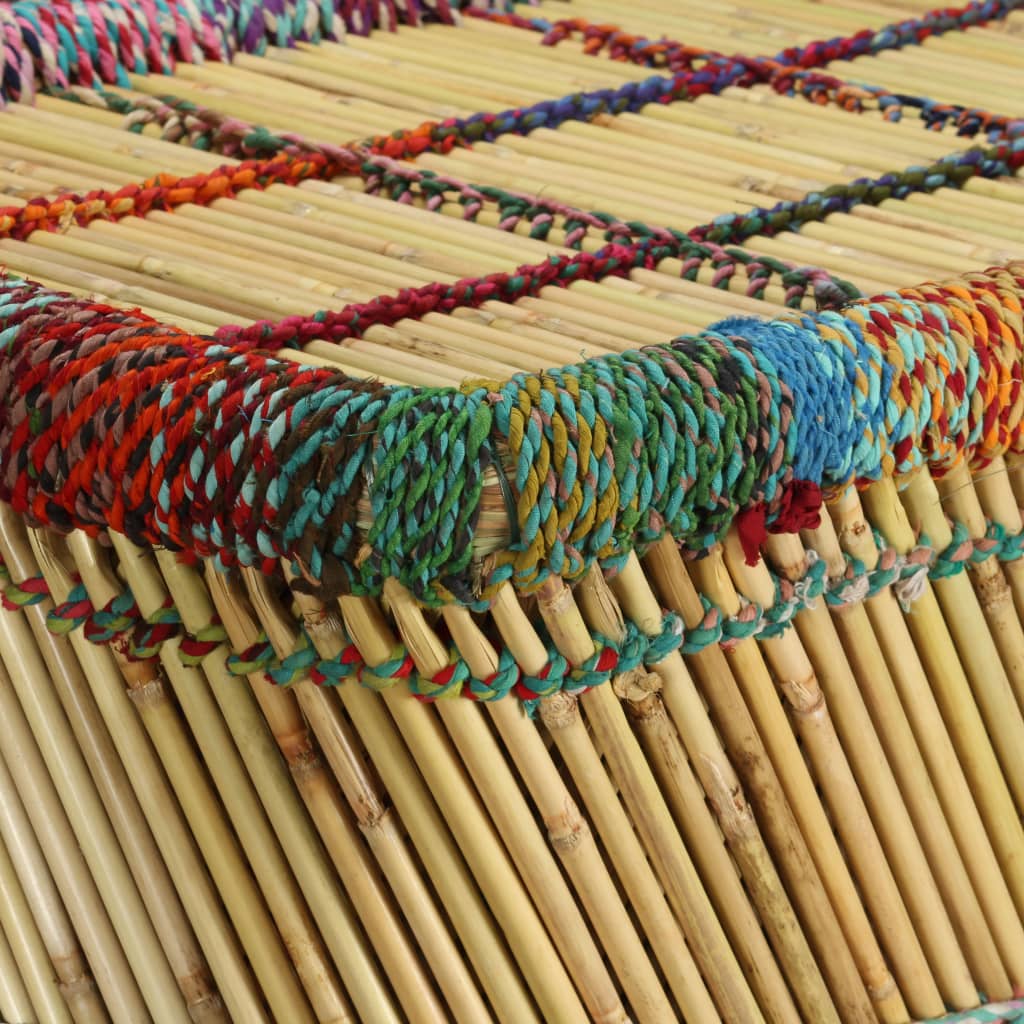 vidaXL bambusz dohányzóasztal sokszínű chindi mintával