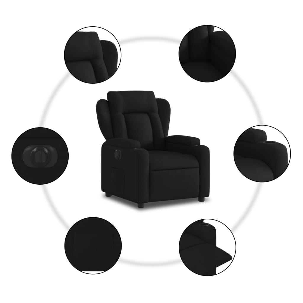 vidaXL fekete szövet elektromos dönthető fotel