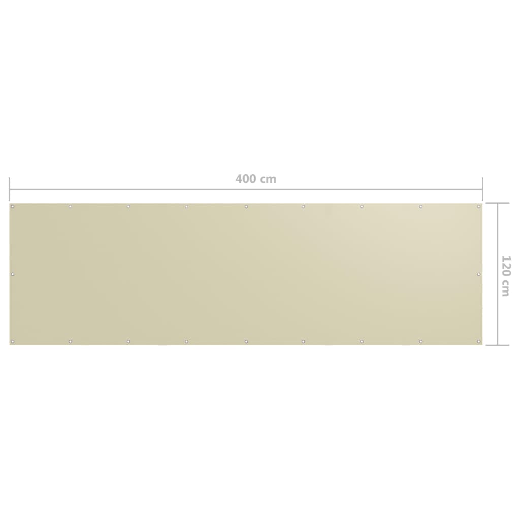 vidaXL krémszínű oxford-szövet erkélynapellenző 120 x 400 cm