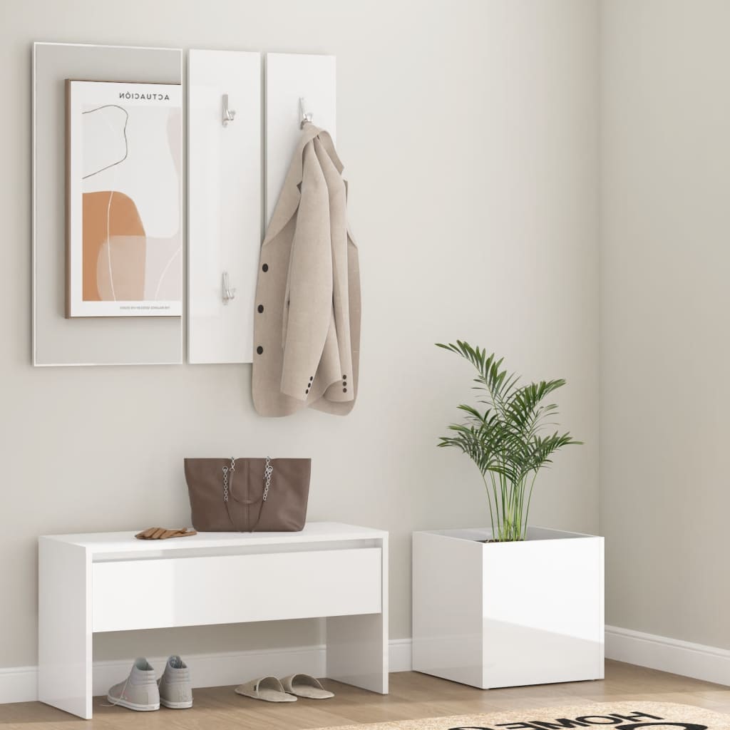vidaXL magasfényű fehér szerelt fa előszobai bútorszett