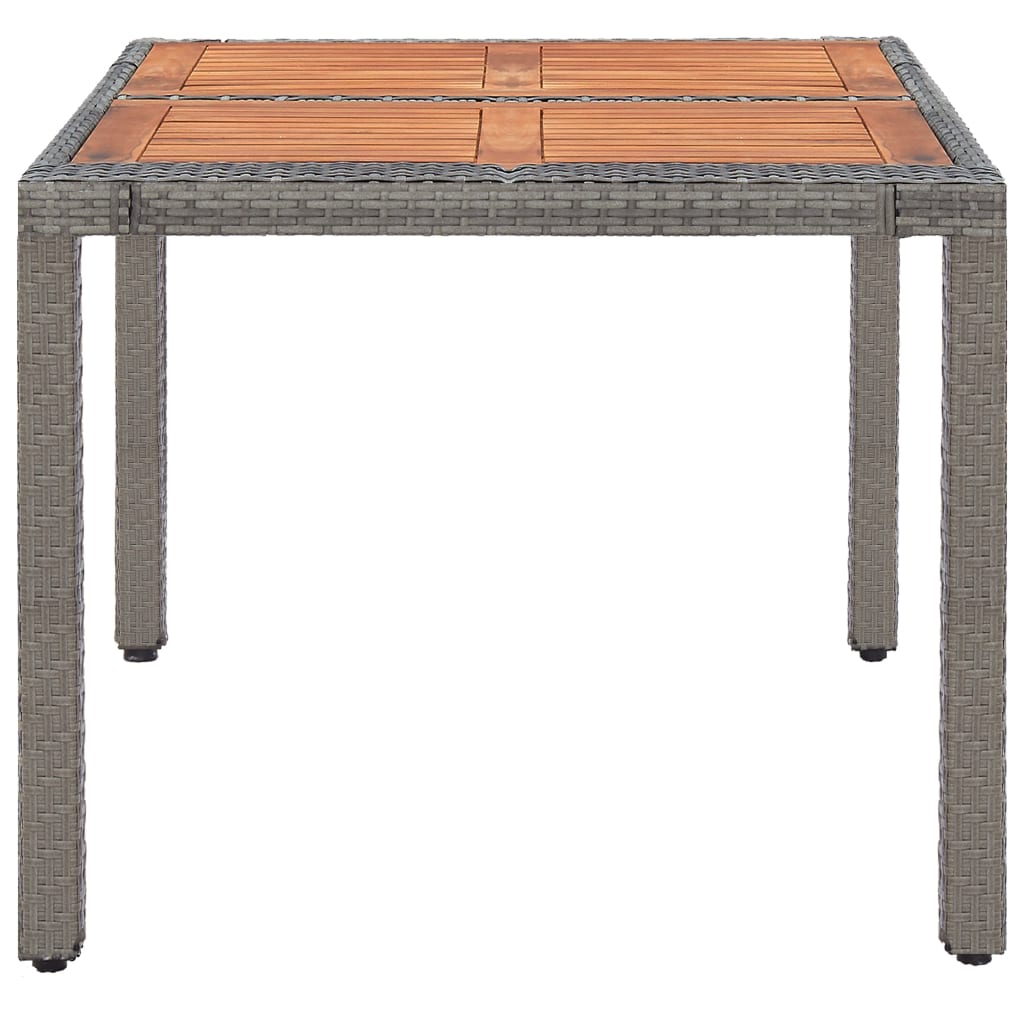 vidaXL szürke polyrattan és tömör akácfa kerti asztal 150 x 90 x 75 cm
