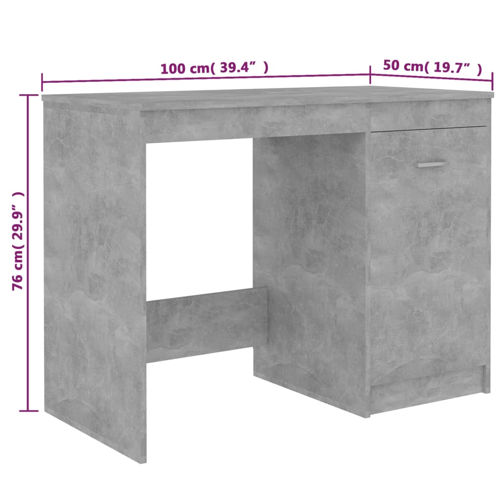 vidaXL betonszürke forgácslap íróasztal 100 x 50 x 76 cm