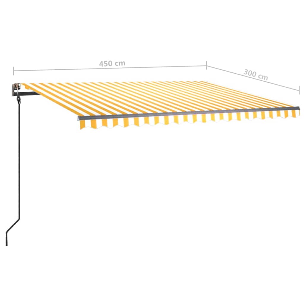 vidaXL sárga-fehér automata szélérzékelős és LED-es napellenző 4,5x3 m