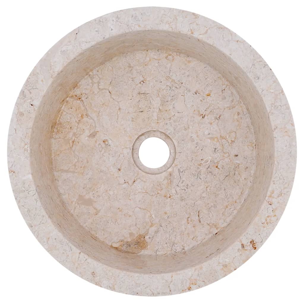 vidaXL krémszínű márvány mosdókagyló Ø40 x 15 cm
