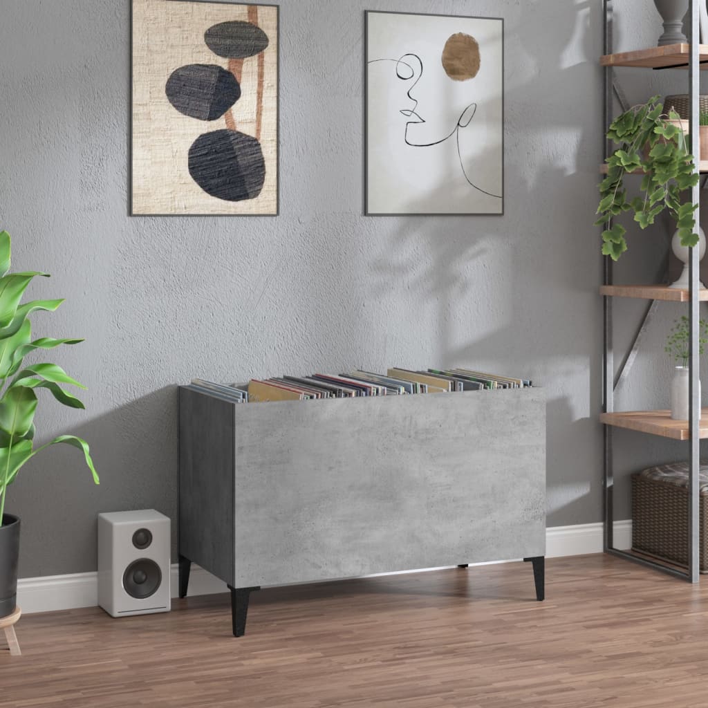 vidaXL betonszürke szerelt fa hanglemezszekrény 74,5x38x48 cm