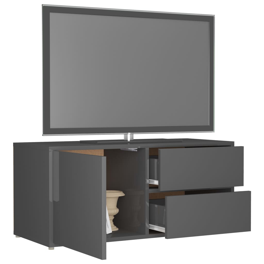 vidaXL magasfényű szürke forgácslap TV-szekrény 80 x 34 x 36 cm
