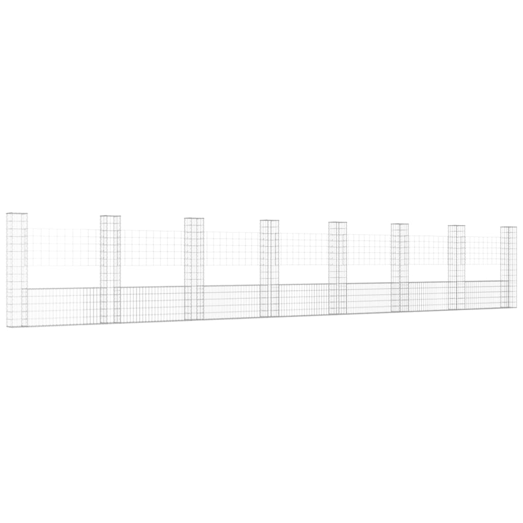 vidaXL U-alakú vas gabionkosár 8 oszloppal 860 x 20 x 150 cm