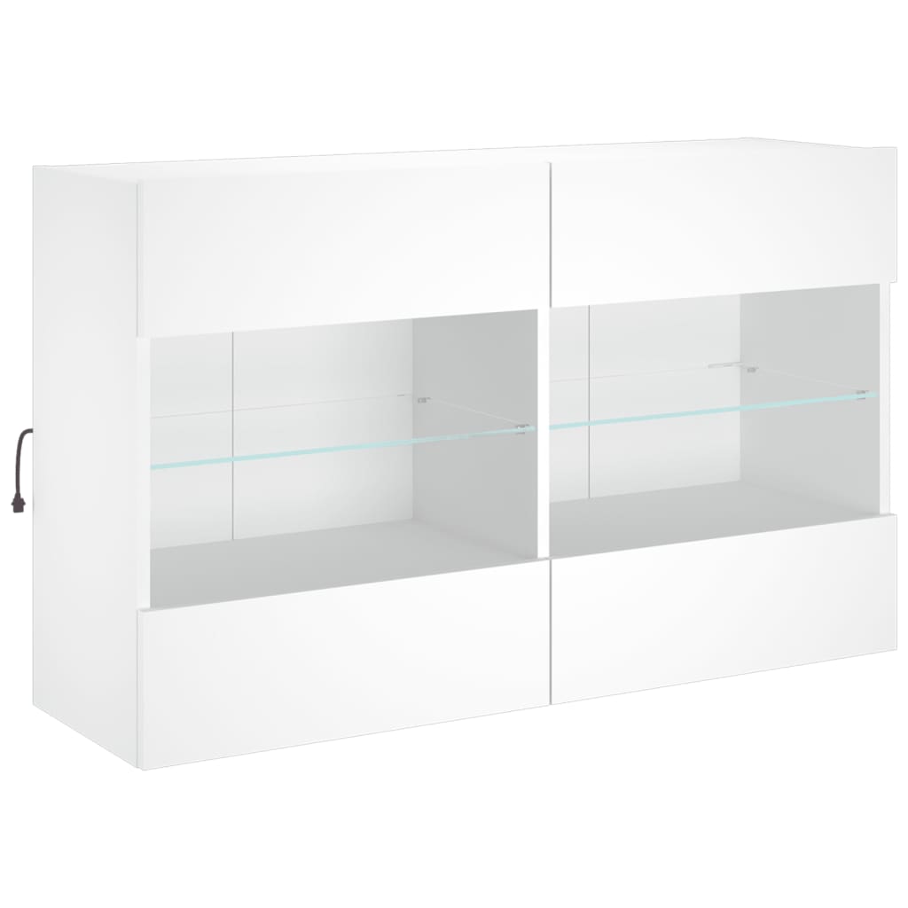 vidaXL 6 darabos fehér falra szerelhető TV-szekrényszett LED-ekkel