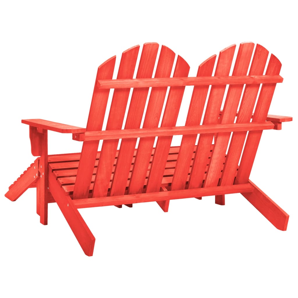 vidaXL kétszemélyes piros fenyőfa kerti adirondack szék és zsámoly