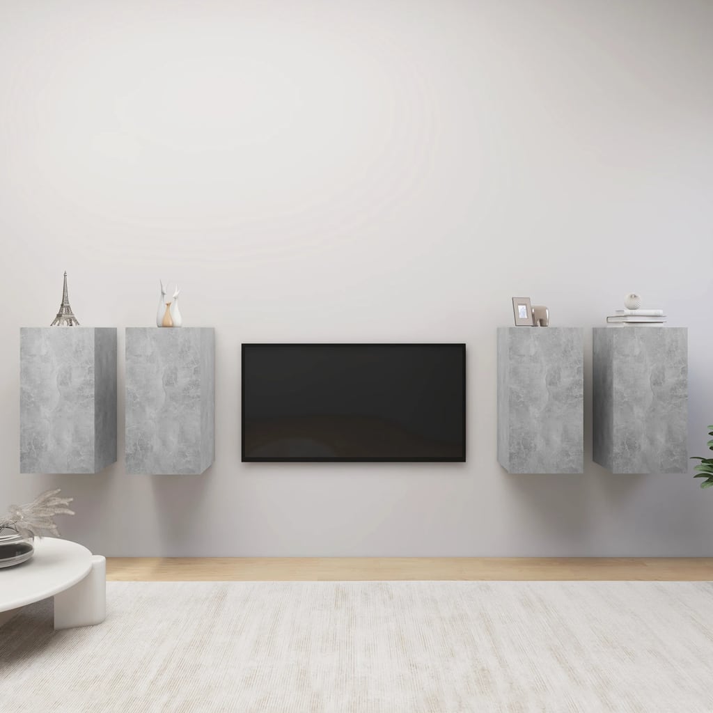 vidaXL 4 db betonszürke forgácslap TV-szekrény 30,5 x 30 x 60 cm