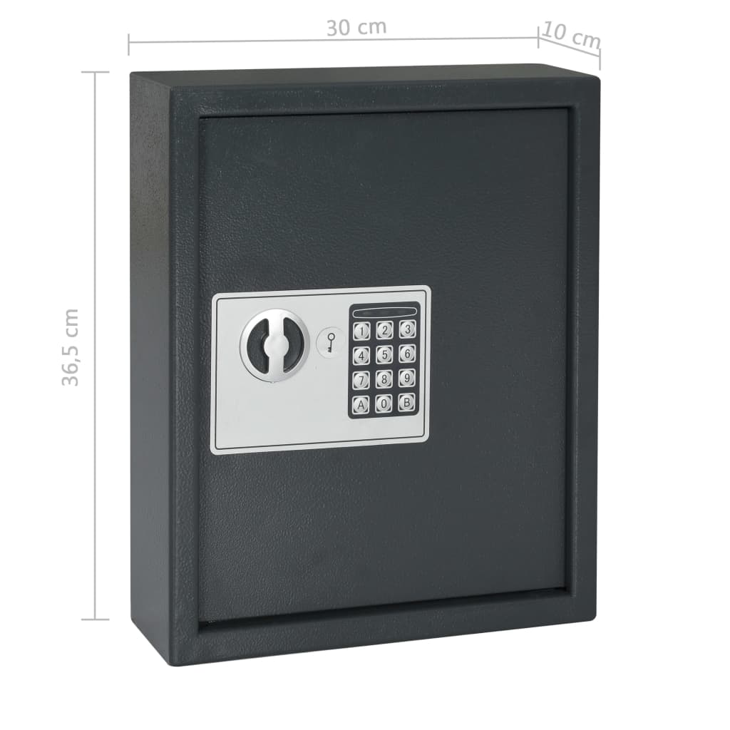 vidaXL sötétszürke kulcsos széf 30 x 10 x 36,5 cm