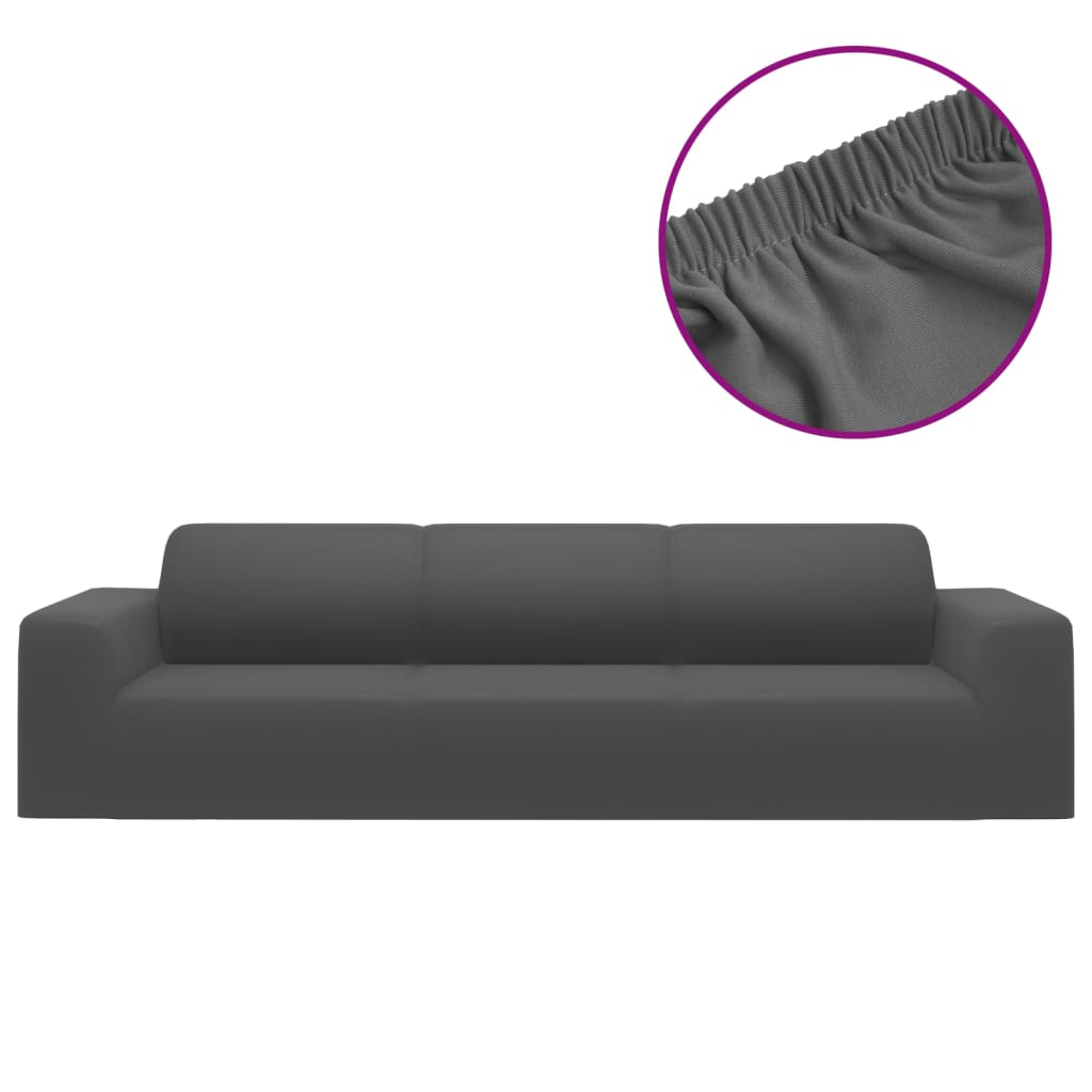 vidaXL 4-személyes antracitszürke sztreccs poliészterdzsörzé kanapéhuzat