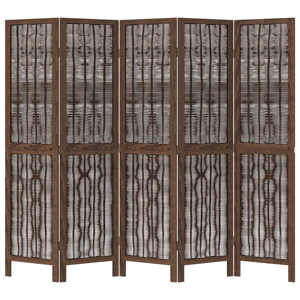 vidaXL 5 paneles sötétbarna tömör császárfa térelválasztó