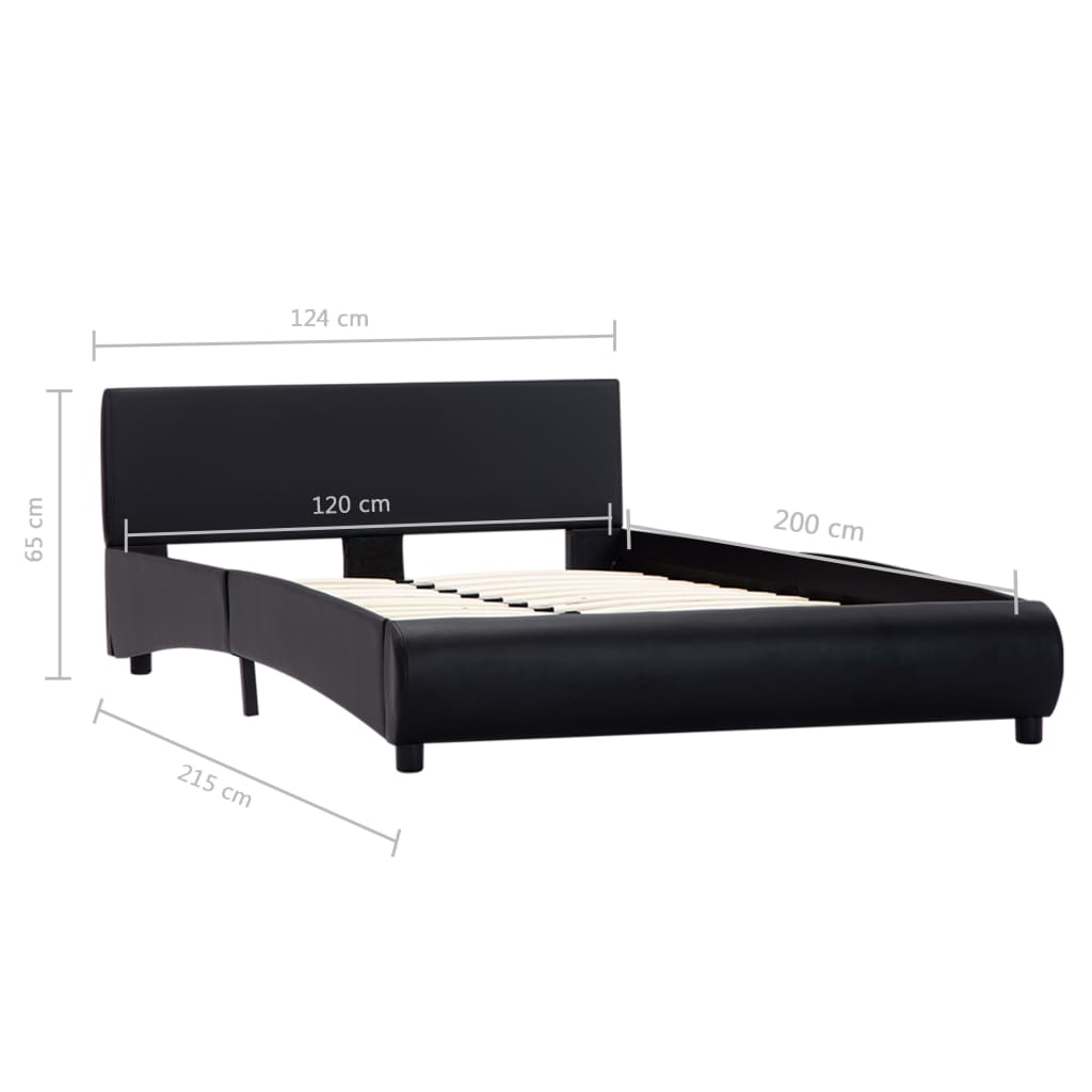 vidaXL fekete műbőr ágykeret 120 x 200 cm
