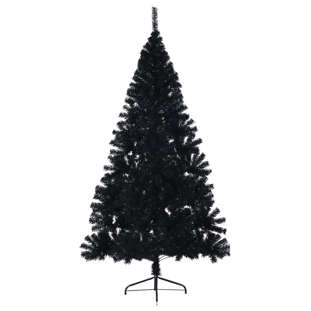 vidaXL fekete PVC fél műkarácsonyfa állvánnyal 210 cm