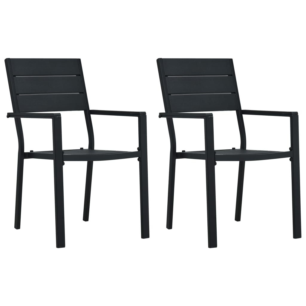 vidaXL 2 darab fekete fautánzatú HDPE kerti szék