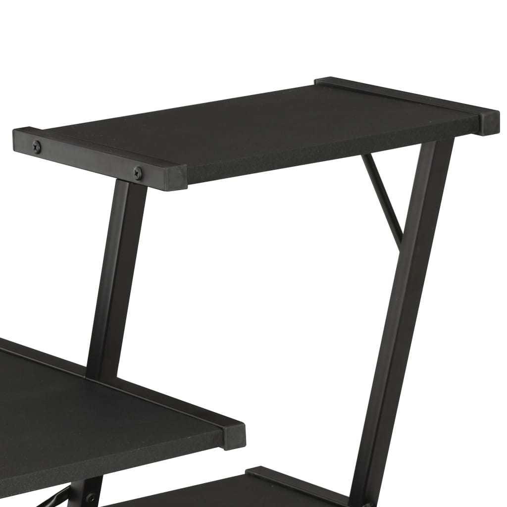 vidaXL fekete íróasztal polccal 116 x 50 x 93 cm