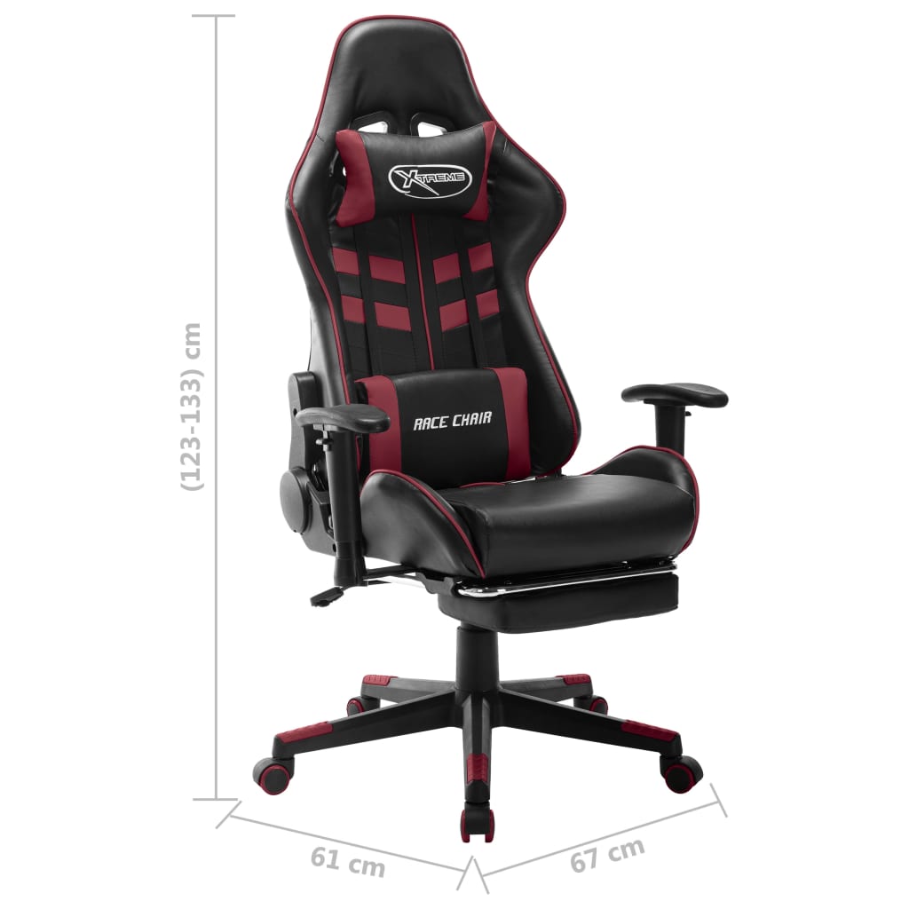 vidaXL fekete és bordó műbőr gamer szék lábtámasszal