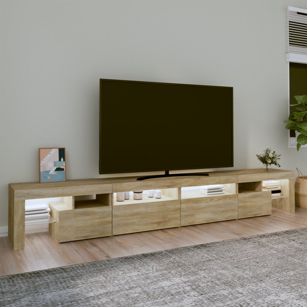 vidaXL sonoma-tölgy színű TV-szekrény LED-lámpákkal 260x36,5x40 cm