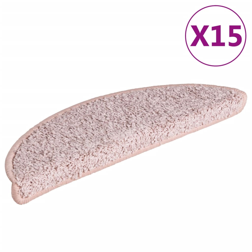 vidaXL 15 db világos rózsaszín lépcsőszőnyeg 65 x 21 x 4 cm