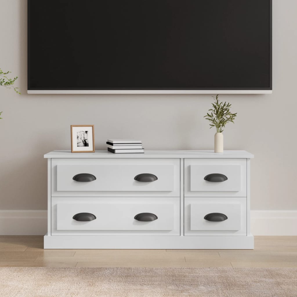 vidaXL magasfényű fehér szerelt fa TV-szekrény 100 x 35,5 x 45 cm