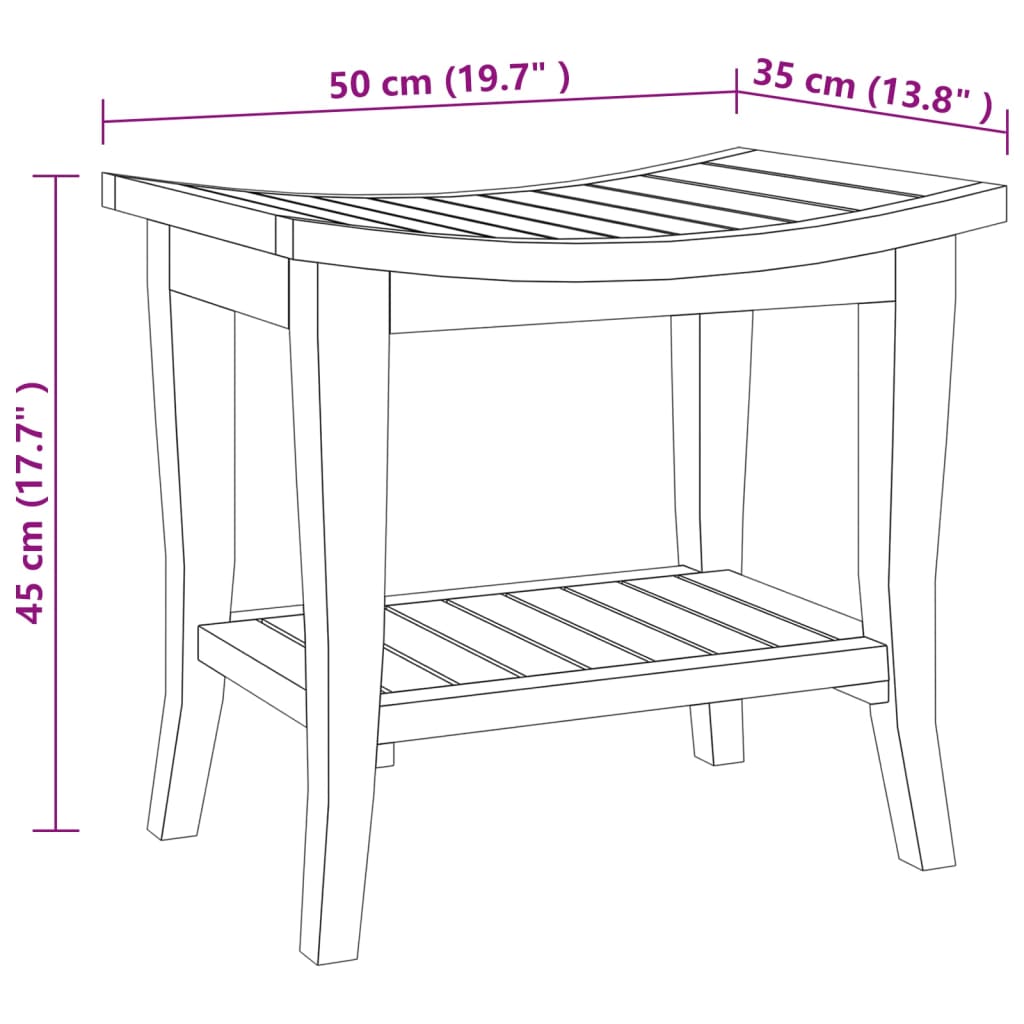 vidaXL tömör tíkfa fürdőszobai kisasztal 50 x 35 x 45 cm