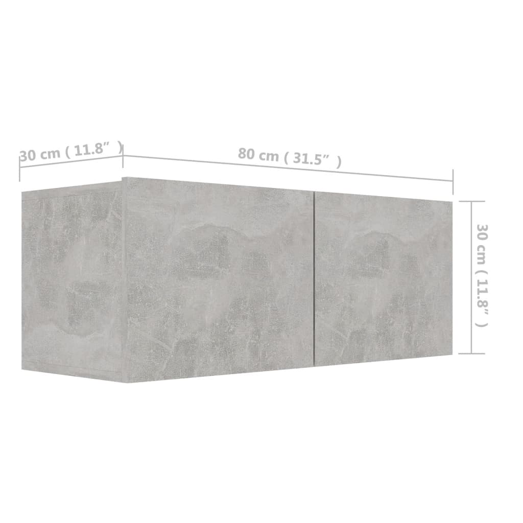 vidaXL betonszürke forgácslap TV-szekrény 80 x 30 x 30 cm