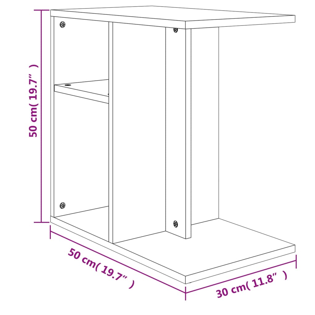vidaXL sonoma-tölgy színű forgácslap kisasztal 50 x 30 x 50 cm