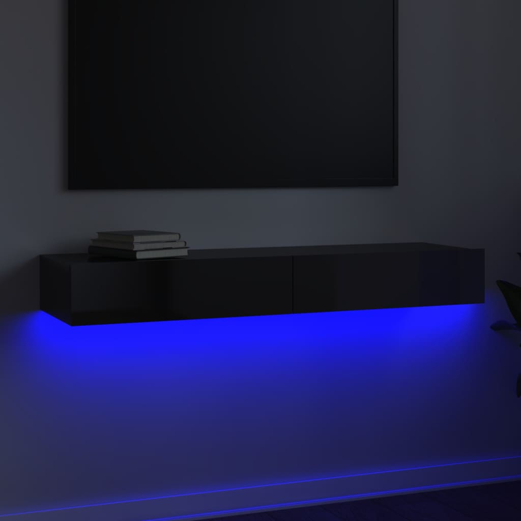 vidaXL magasfényű szürke TV-szekrény LED-lámpákkal 120 x 35 x 15,5 cm