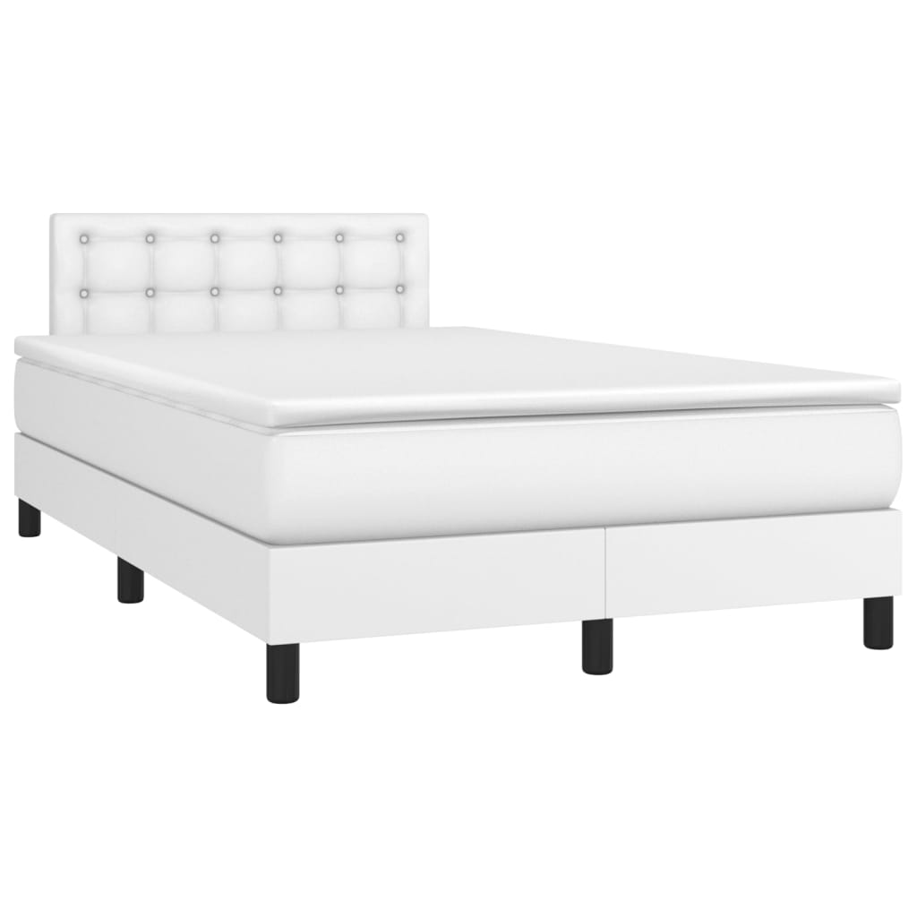 vidaXL fehér műbőr rugós ágy matraccal 120 x 200 cm