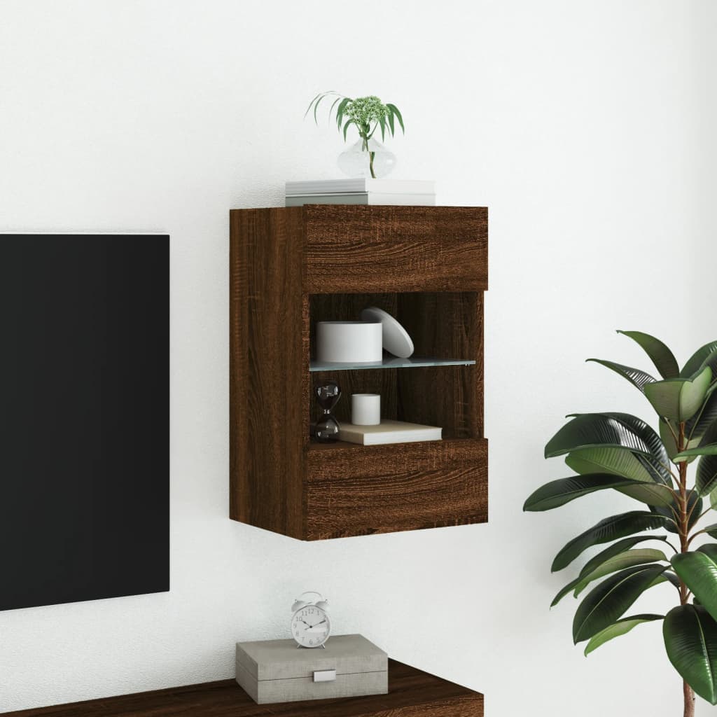 vidaXL barna tölgyszínű fali TV-szekrény LED-del 40x30x60,5 cm